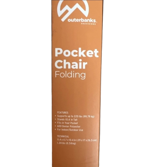 Outer Banks Provisions Camping backyard Pocket Chair Folding Dark Blue - Picture 3 of 4